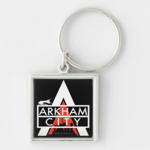 Chaveiro Branco do logotipo da cidade Arkham