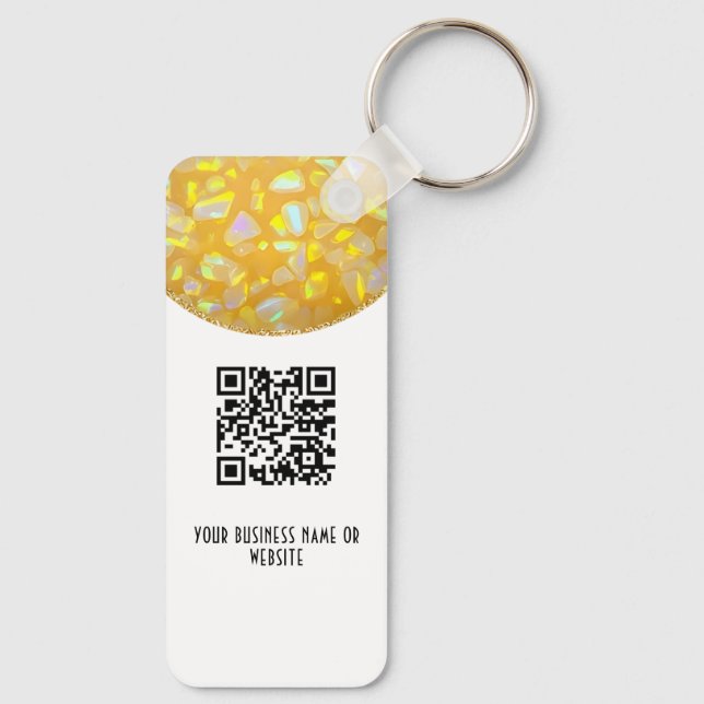 Chaveiro Branco | Elegante Código QR Brilhante Falso Chavei (Verso)
