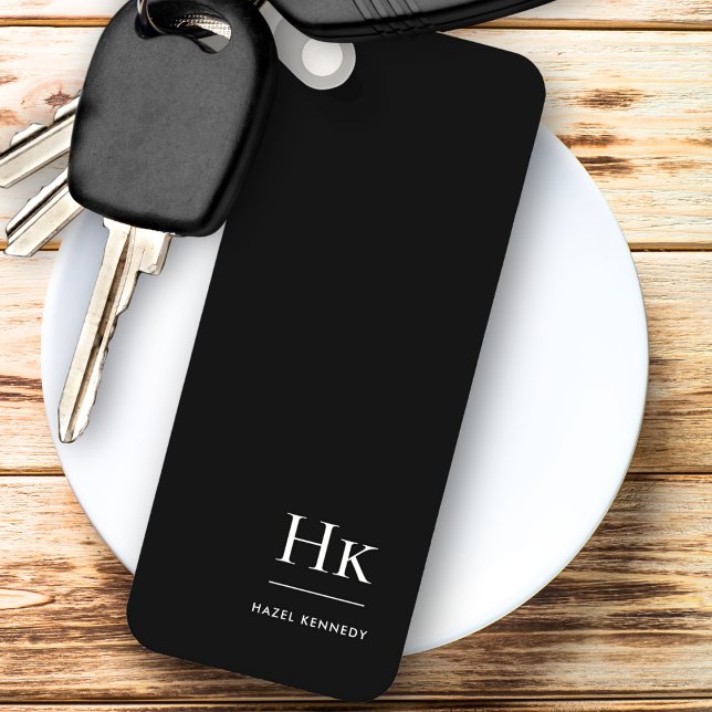 Chaveiro Branco preto mínimo clássico monograma moderno (Criador carregado)