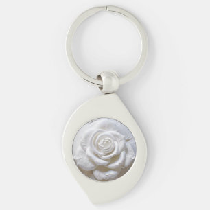 Chaveiro Branco sobre Branco - Rosa Esculpida