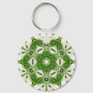 Chaveiro branco verde do caleidoscópio do hexágo