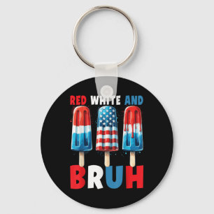 Chaveiro Branco Vermelho E Bruto 4 De Julho Picolé Patrióti