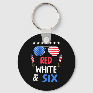 Chaveiro Branco Vermelho E Seis 6 Aniversário 4 De Julho In