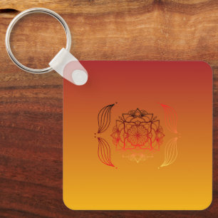 Chaveiro Brasas Etéreas, Mandala Floral Flamejante