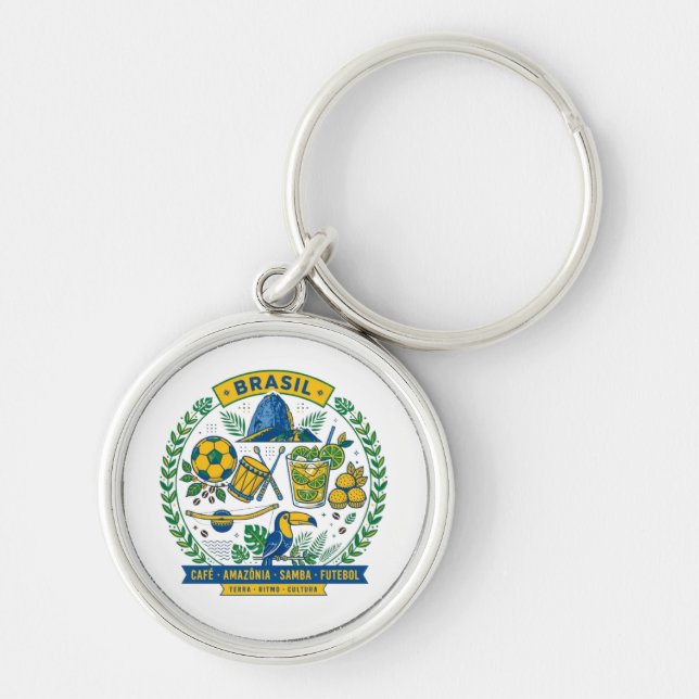 Chaveiro Brasil Culture Badge Cafe Samba Futebol Amazonia (Frente)