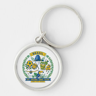 Chaveiro Brasil Culture Badge Cafe Samba Futebol Amazonia
