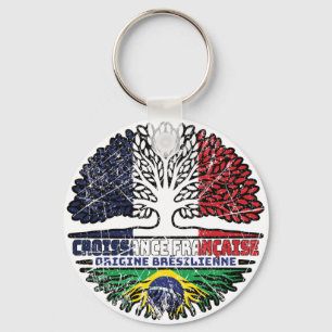 Chaveiro Brasil: França, França, Árvore Bandeira