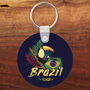 Chaveiro Brasil Vintage Toucan Bandeira Samba Souvenir