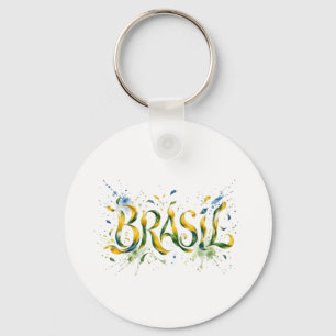 Chaveiro Brasil Watercolor Splatter Artistic