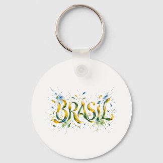 Chaveiro Brasil Watercolor Splatter Artistic