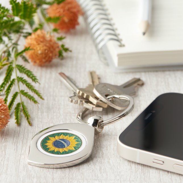 Chaveiro Brazil Solar Emblem - Luxury 3D National Pride Art (Lateral)