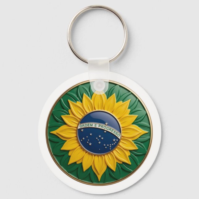 Chaveiro Brazil Solar Emblem - Luxury 3D National Pride Art (Frente)