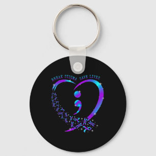 Chaveiro Break Stigma Save Lives Heart Semicolon Suicídio P