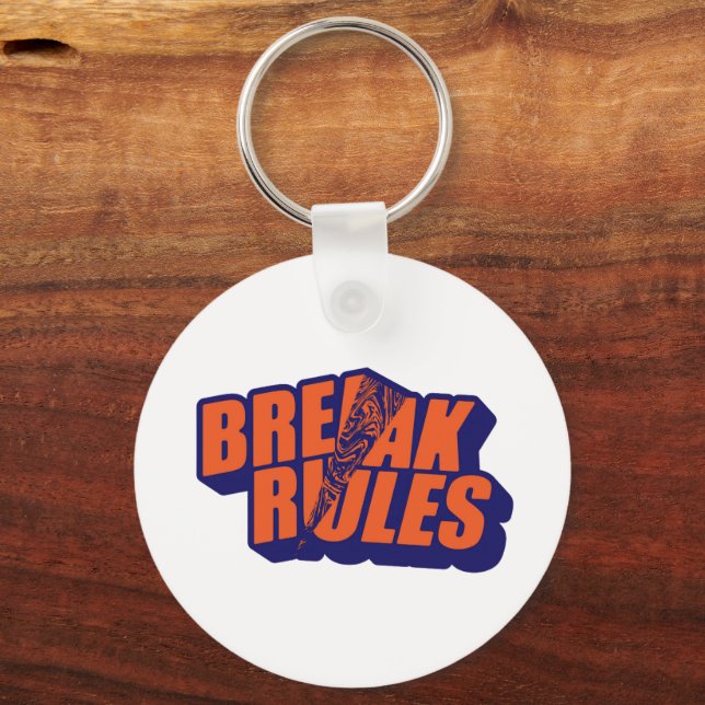 Chaveiro "Break The Rules" Bold Orange Typography (Frente)