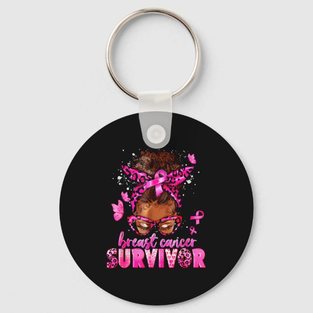 Chaveiro Breast Cancer Awareness Survivor Black Women Melan (Frente)