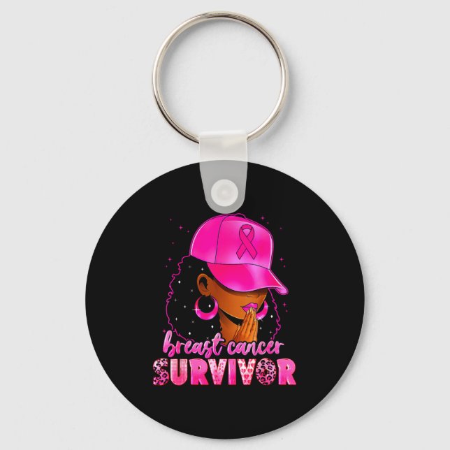 Chaveiro Breast Cancer Survivor Black Women Afro African Ch (Frente)