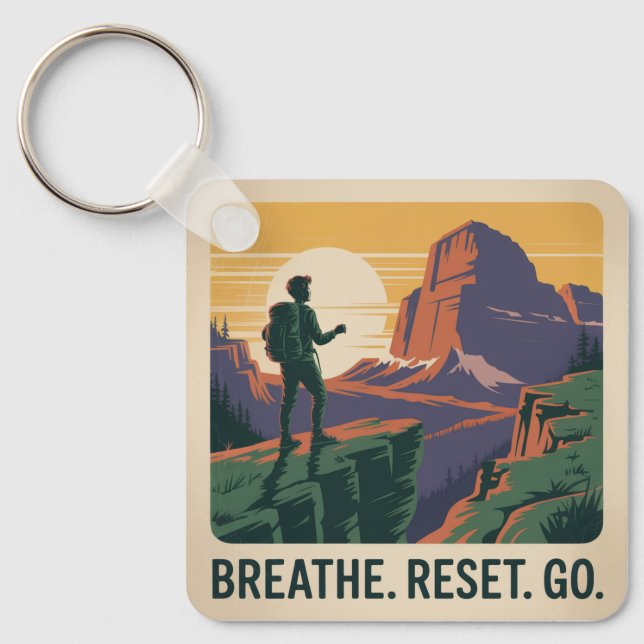 Chaveiro Breathe. Reset. Go. (Frente)