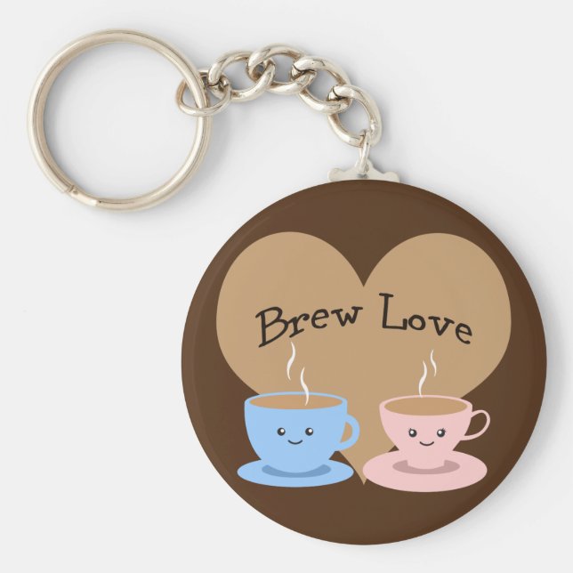 Chaveiro Brew Love! Mugs de café (Frente)