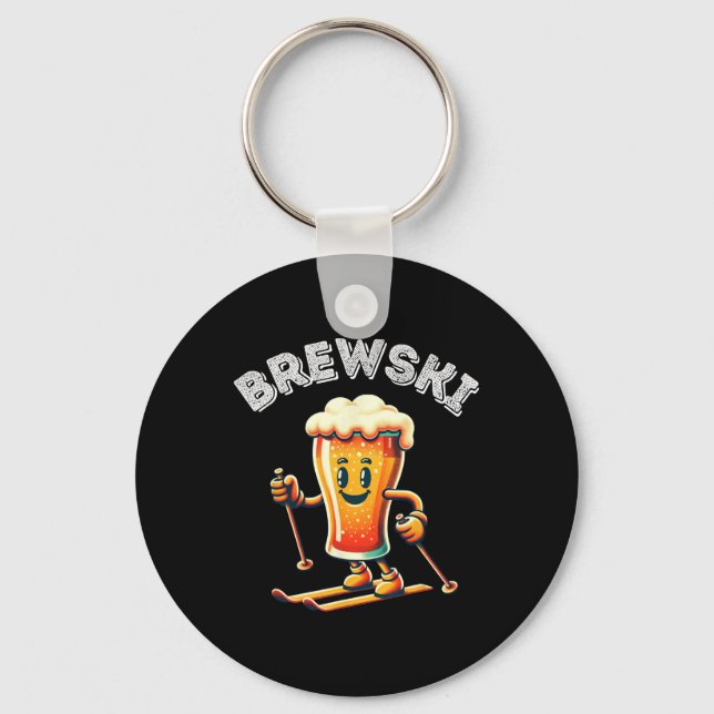Chaveiro Brewski Winter Skiing Beer Ski Retro Cartoon Engra (Frente)