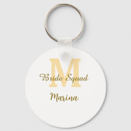 Chaveiro Bride squad monogram golden bridal shower simple 