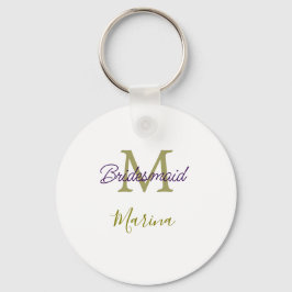 Chaveiro Bride tribe monogram bridal shower simple golden p