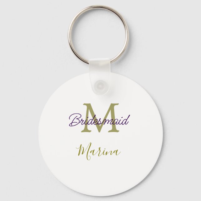 Chaveiro Bride tribe monogram bridal shower simple golden p (Frente)
