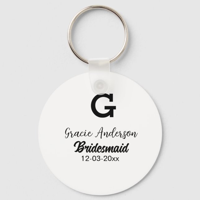 Chaveiro Bridesmaid adiciona nome monograma simples e moder (Frente)