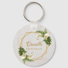 Chaveiro Bridesmaid Calla Lily Marble Geométrico Dourado