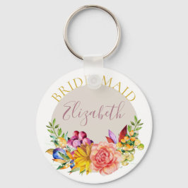 Chaveiro Bridesmaid com o Nome Buquê Floral