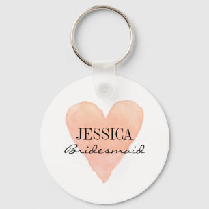 Chaveiro Bridesmaid coral com aquarela personalizada keycha