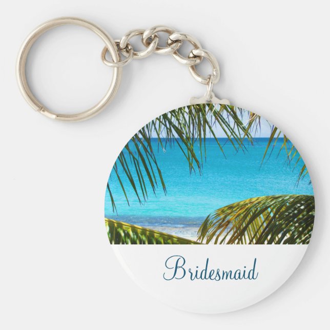 Chaveiro Bridesmaid de Casamento Tropical de Praia Turquesa (Frente)