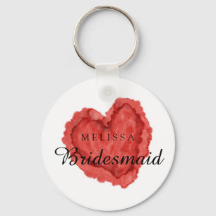 Chaveiro Bridesmaid do Coração Vermelho com Aquarela Pers