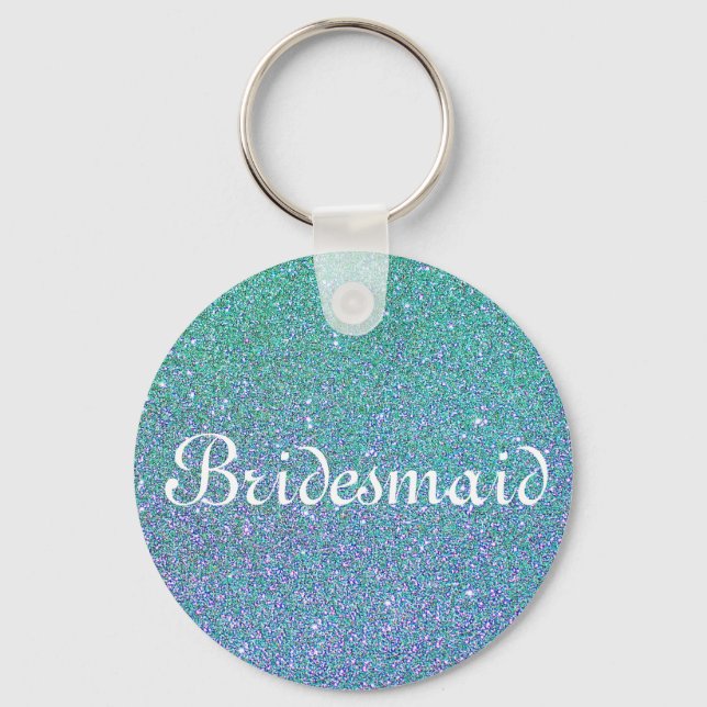 Chaveiro Bridesmaid Personalizada com Glitter Azul (Frente)
