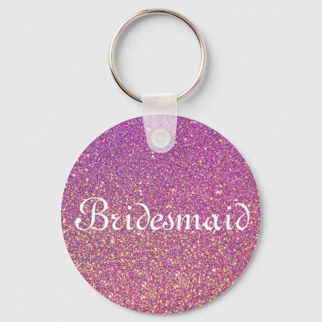 Chaveiro Bridesmaid Personalizada com Glitter Roxo (Frente)