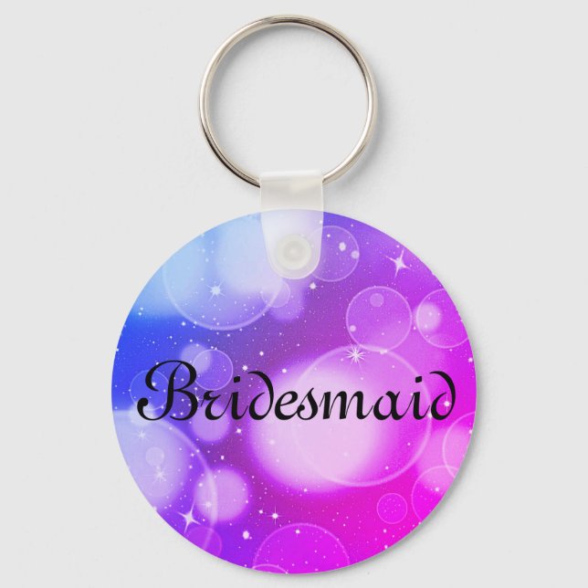 Chaveiro Bridesmaid Personalizada com Glitter Roxo (Frente)