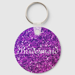 Chaveiro Bridesmaid Personalizada do Coração Rosa-Glitter
