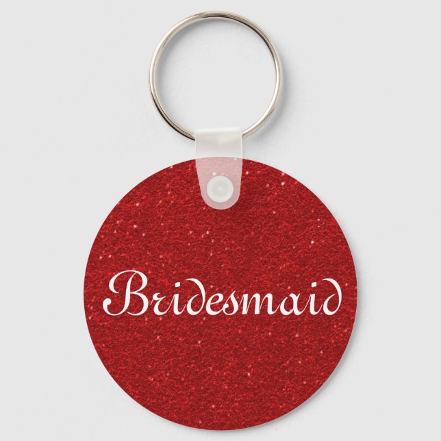 Chaveiro Bridesmaid Personalizada do Coração Vermelho Glitt (Frente)