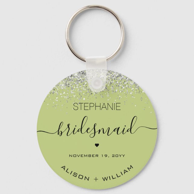 Chaveiro Bridesmaid Personalizado com Efeito Confete Brilha (Frente)