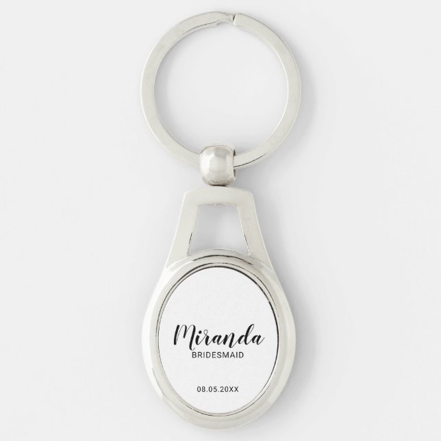 Chaveiro Bridesmaid Personalizado de Script Moderno (Frente)
