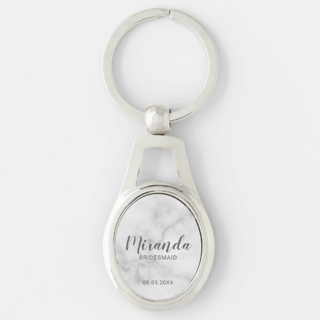 Chaveiro Bridesmaid Personalizado de Script Moderno (Frente)