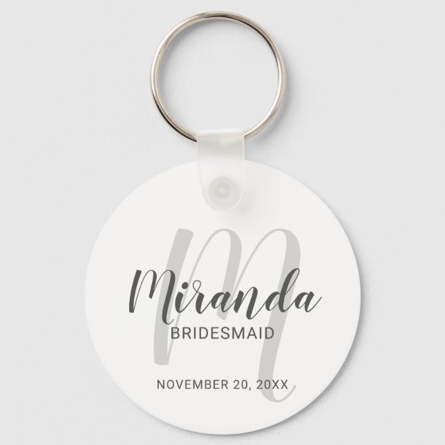 Chaveiro Bridesmaid Personalizado de Script Moderno (Frente)