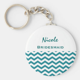 Chaveiro Bridesmaid Teal e White Chevrons V08