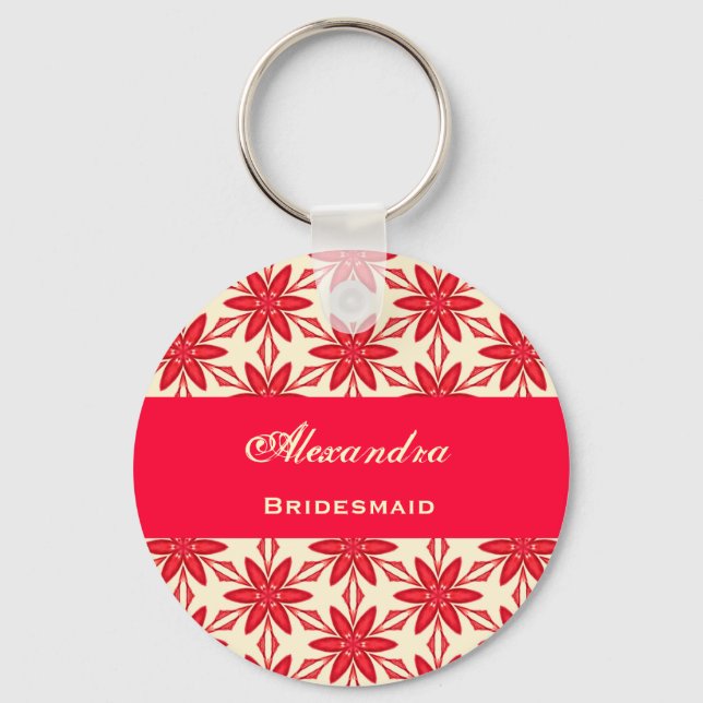 Chaveiro Bridesmaid Wedding Favor Flores Red Star V027 (Frente)