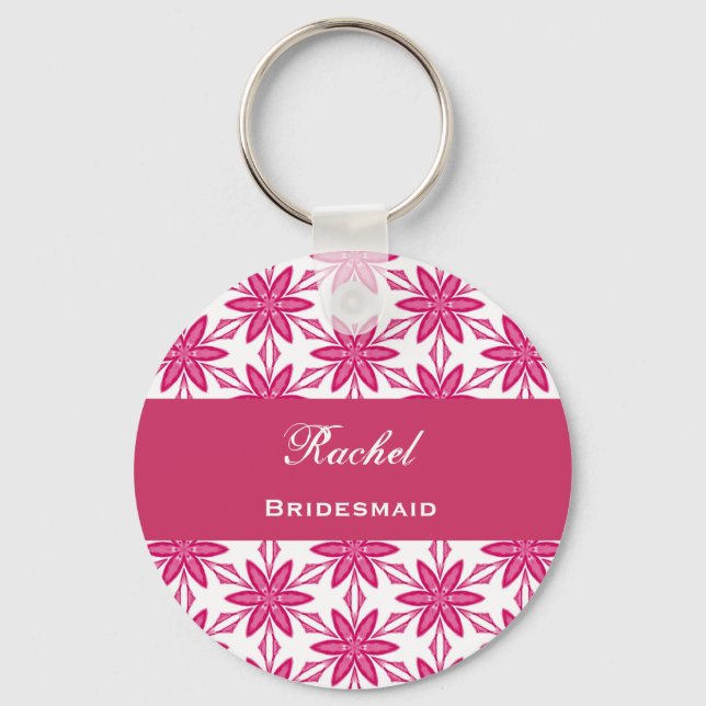 Chaveiro Bridesmaid Wedding Favorece Flores Estrelas Rosa V (Frente)