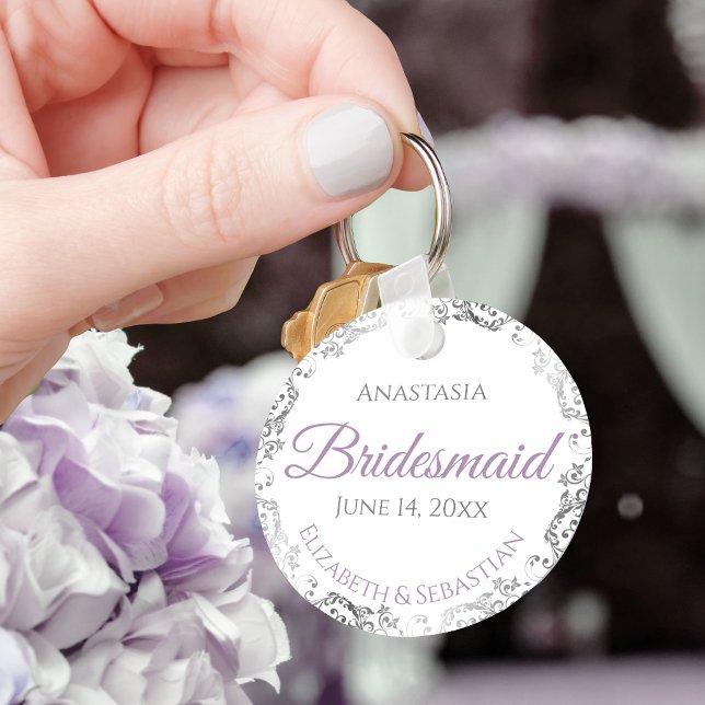 Chaveiro Bridesmaid Wedding Gift Lavanda Roxo e Cinza (Criador carregado)