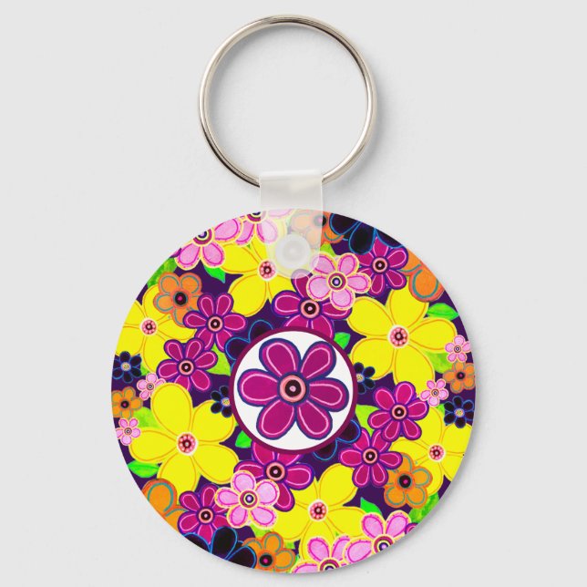 Chaveiro Bright Abstrato Flower Art (Frente)