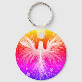 Chaveiro Bright Colorful Angel Design on a Round Key Chain