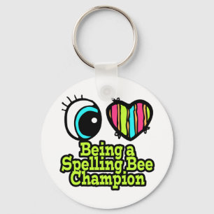 Chaveiro Bright Eye Heart I Love Spelling Bee Champ