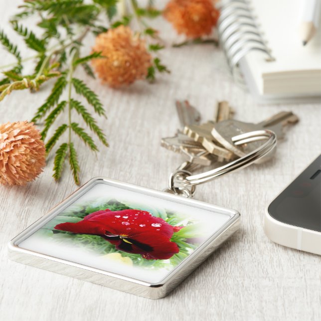 Chaveiro Bright Red Pansy (Lateral)