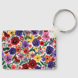 Chaveiro Bright Spring Pansies Floral Garden Pattern